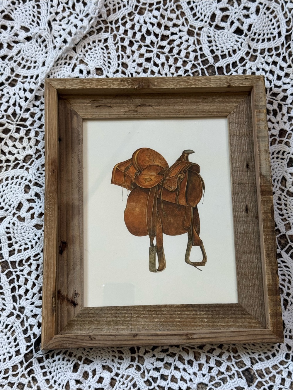 Source Unknown Rustic Saddle Art Print in Brown and Tan Tones
